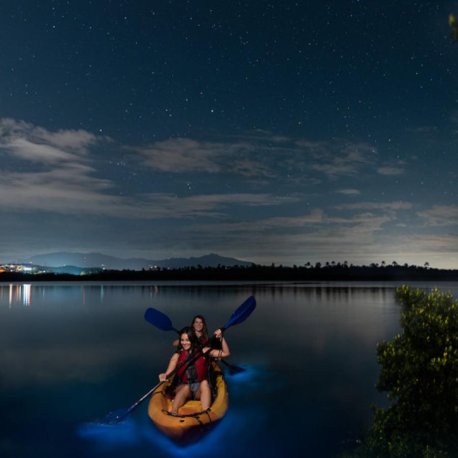 Un par de kayaks por la bahía bioluminiscente de Fajardo