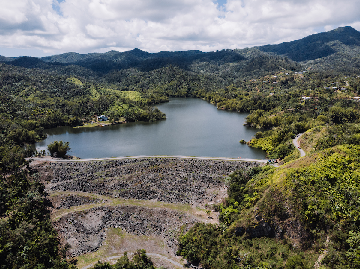 Panoramic view of the Garzas Lake in Adjuntas.