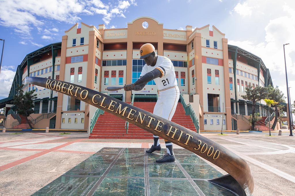 A Roberto Clemente statue in Puerto Rico. 