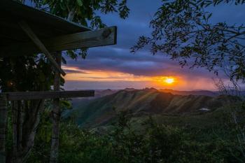 Mountain valley at sunset