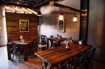 View of the lounge area at Bier Garden in Utuado