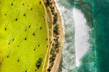 Aerial view of Playuela beach in Aguadilla.