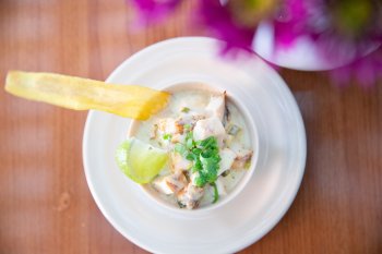 A dish of chicken stuffed mofongo.