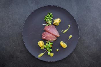 An overhead view of a plate of food at 1919 Restaurant in San Juan