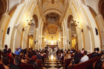 A wedding inside the historic Catedral de San Juan Bautista in San Juan, Puerto Rico. Photo by Noel Pilar.