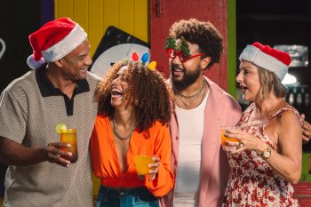 Friends smile during the holidays in Puerto Rico