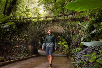 Man walking in the forest.