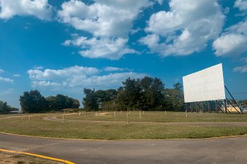 Drive in theater screen. 