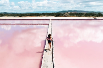 Las salinas de Cabo Rojo se ven de un tono rosado vibrante.