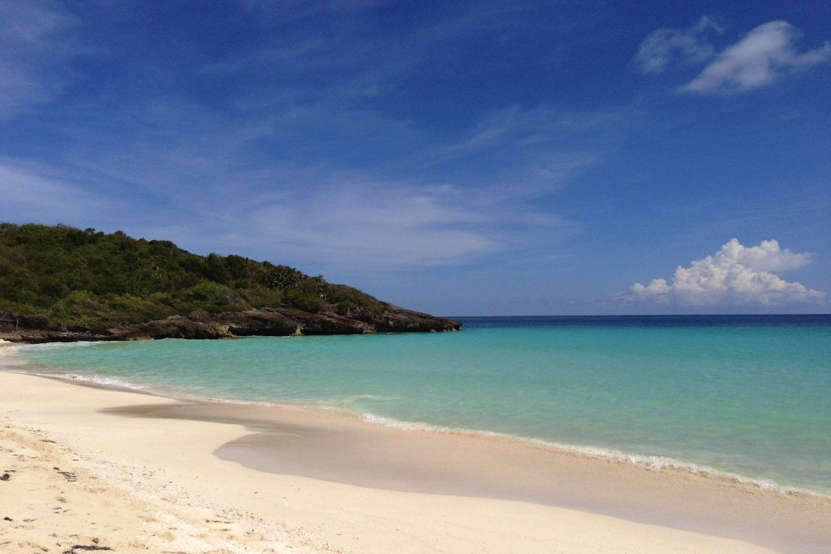 Sunny beach on Vieques. 