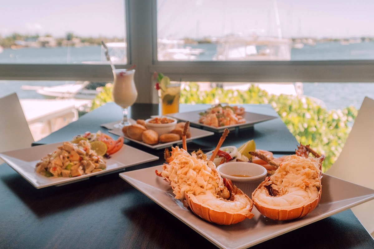 Lobster and seafood dishes at a restaurant in Salinas.