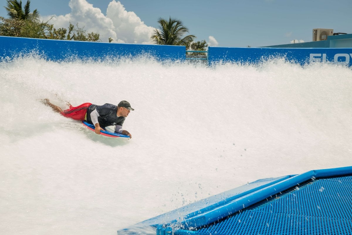 Guy body boarding at Arroyo Surfing Park 