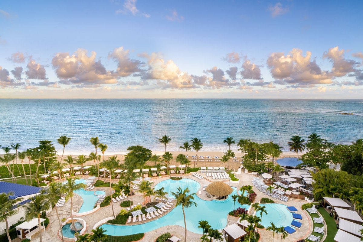 Pool view at Fairmont El San Juan Hotel. 