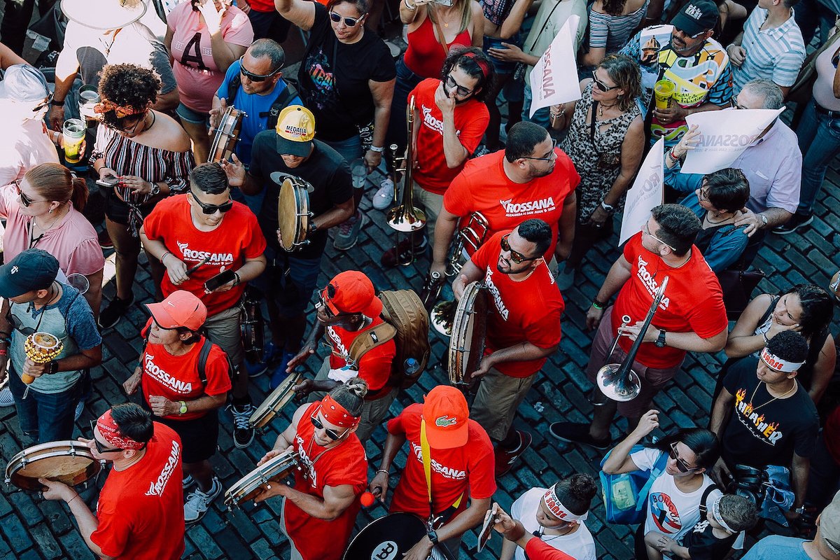 People celebrate the Fiestas de la Calle San Sebastián