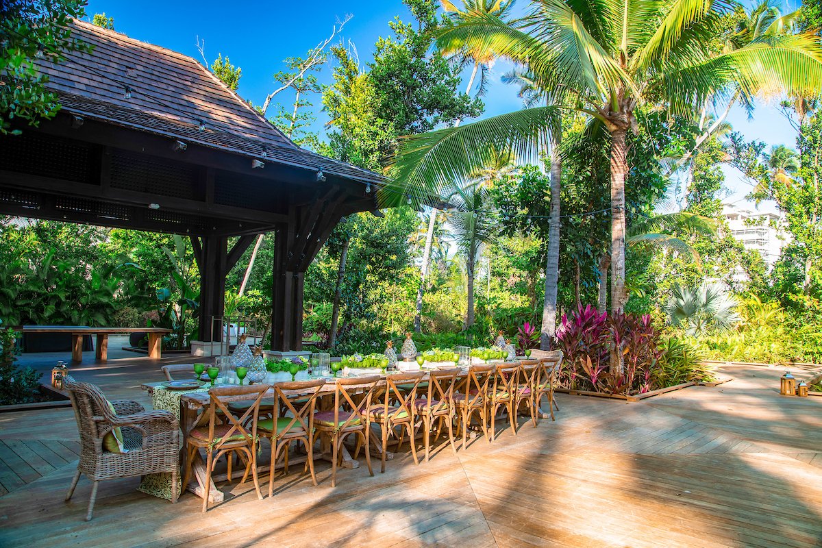 View of a beautiful outdoor dinner setup at the St. Regis Bahia Beach.