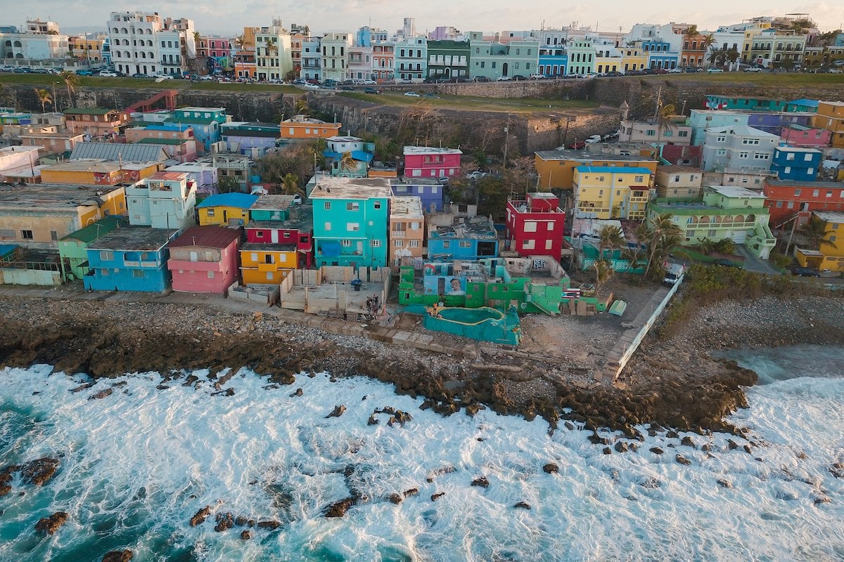 An aerial shot of the La Perla neighborhood of San Juan, Puerto Rico