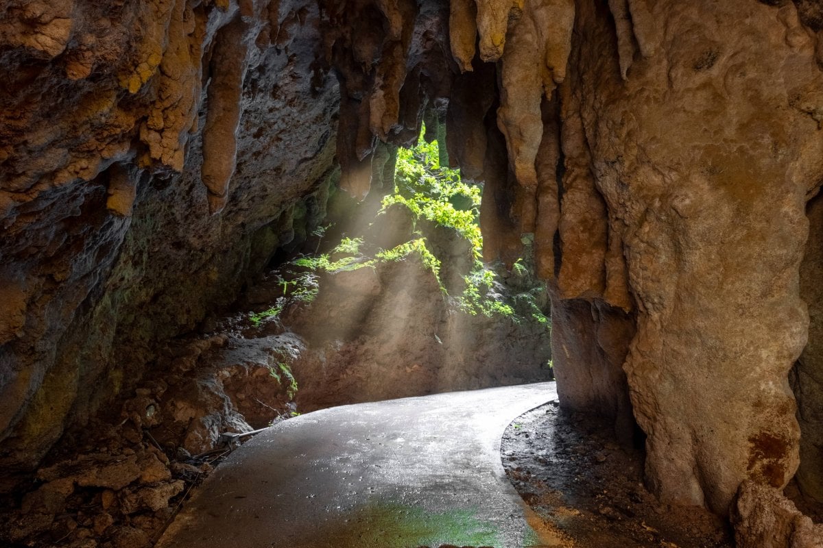 Inside path of the Camuy caverns.