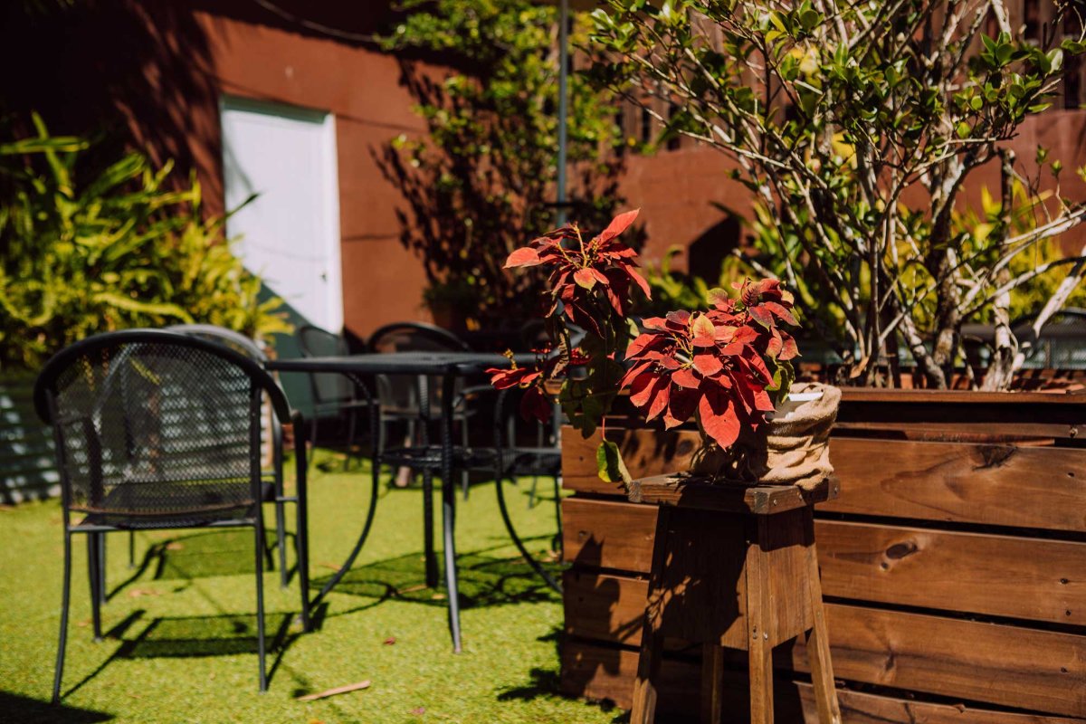 The inviting patio at the Bier Garden restaurant in Utuado, Puerto Rico.