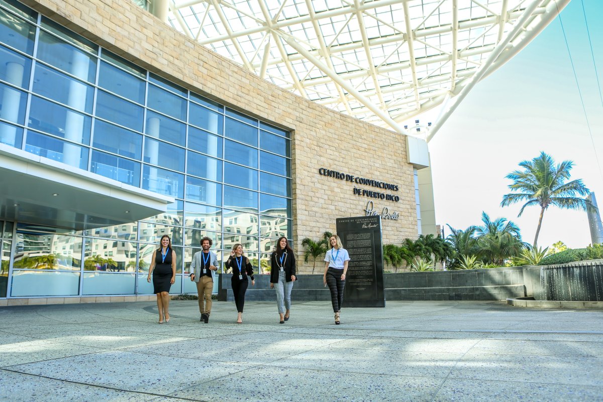 Group of professionals in outside Puerto Rico's Convention Center.