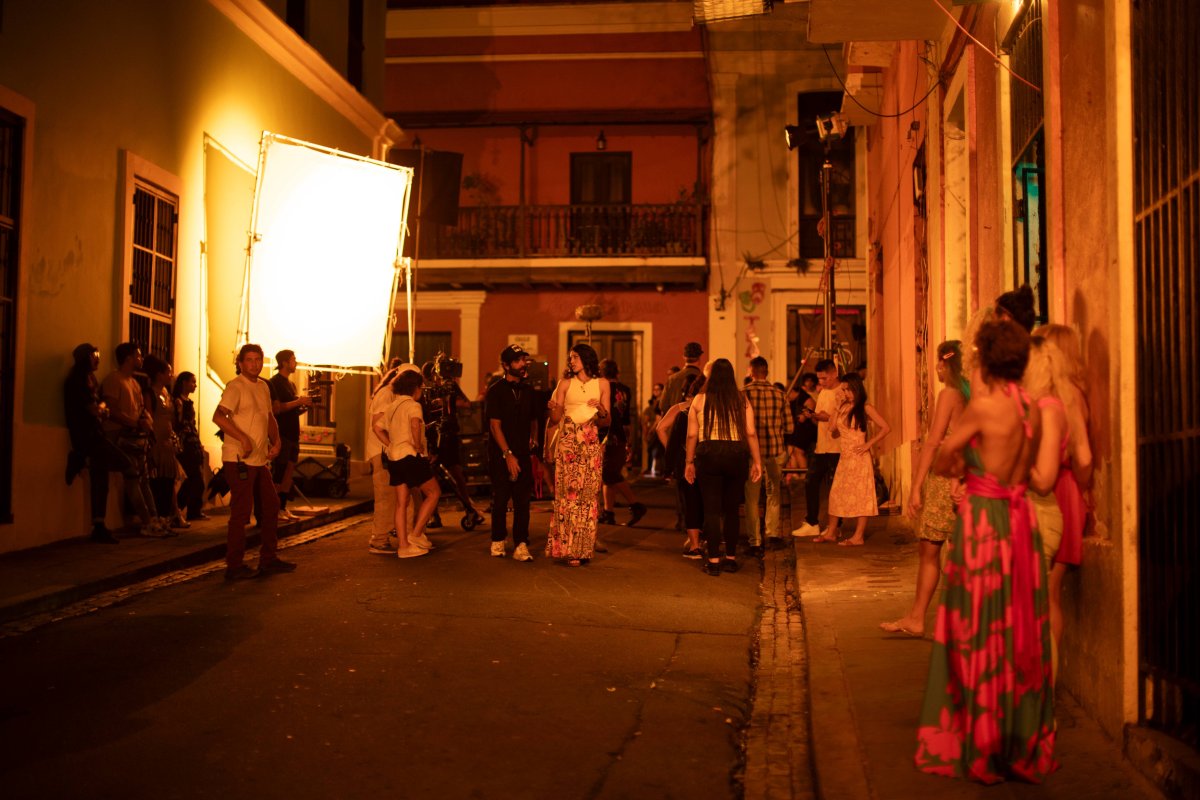 Film crew in Old San Juan.