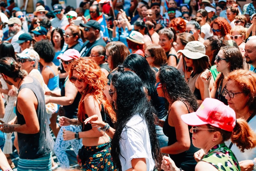 Group of people dancing on the streets