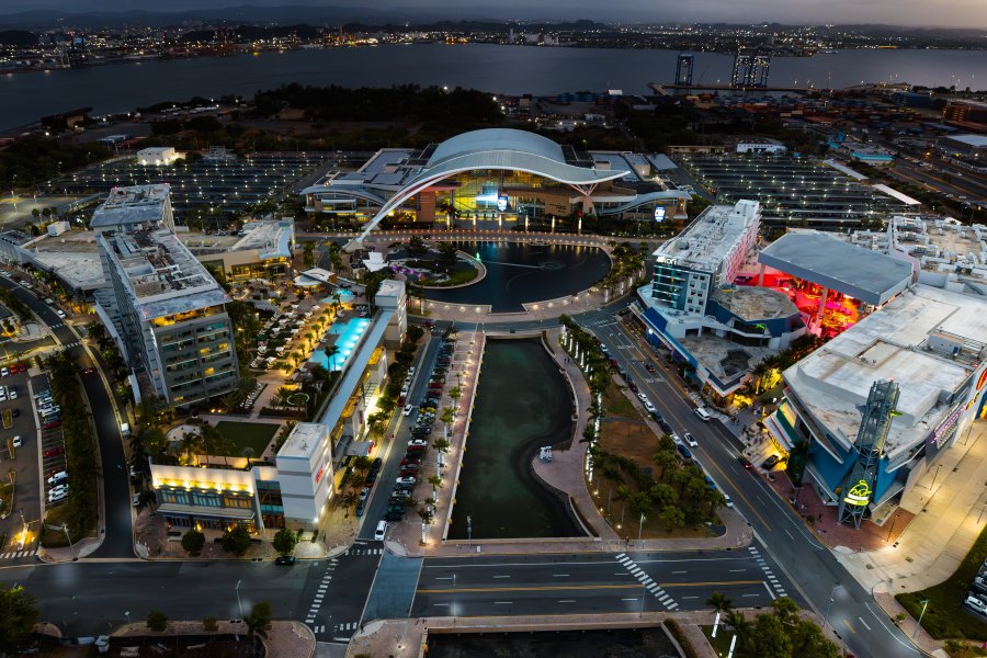 Aerial view of Convention Center.