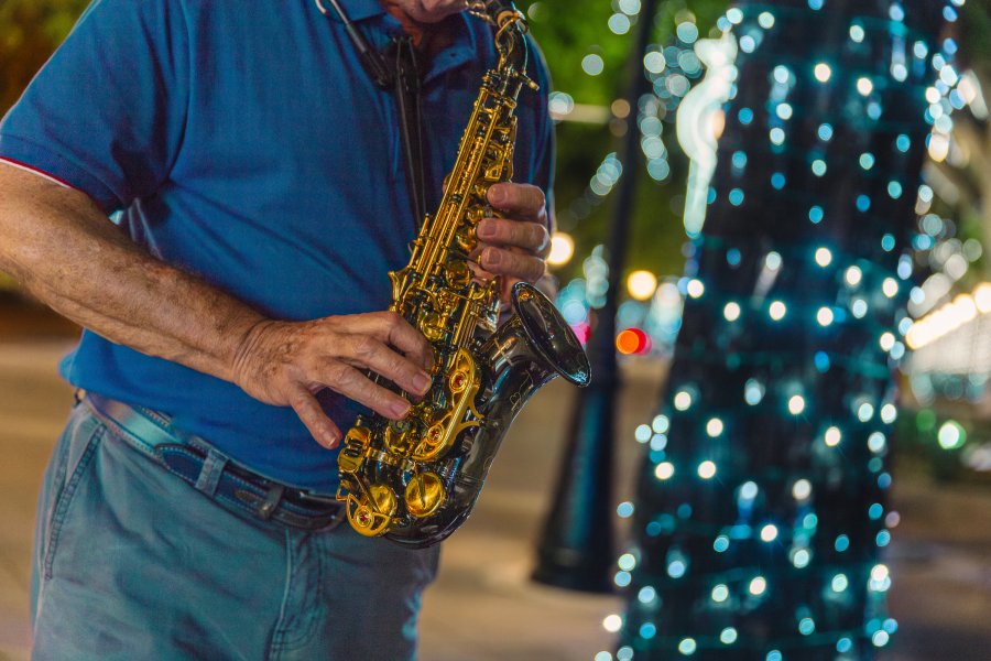 A person playing the Saxophone in Old San Juan, Puerto Rico.