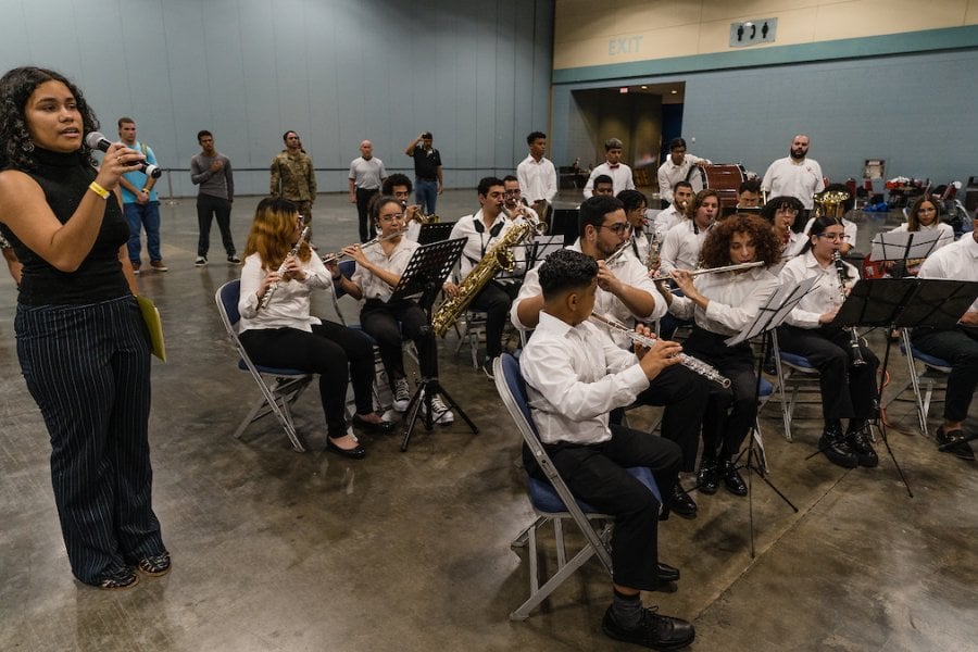 A group of young musicians playing classical instruments in San Juan, Puerto Rico