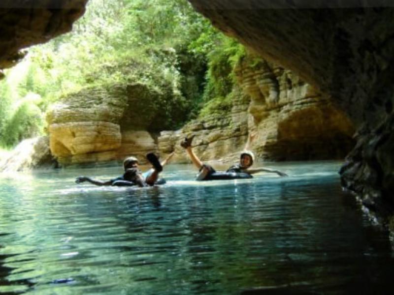 Relaxing in the waters of the Rio Tanamá near Cañon de Tanamá.