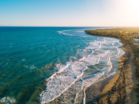 An aerial view of the coastline of Guayama.