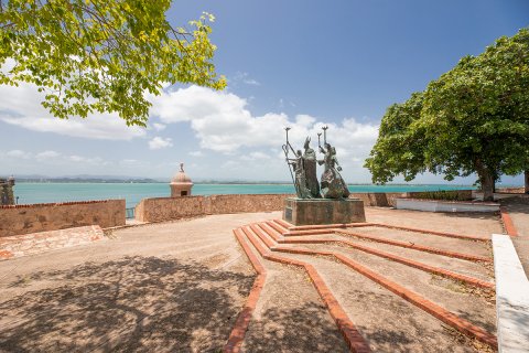 View of La Rogativa, a sculpture that commemorates a women-led religious procession that took place in 1797. 