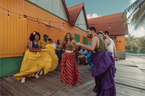 group dancing in Old San Juan