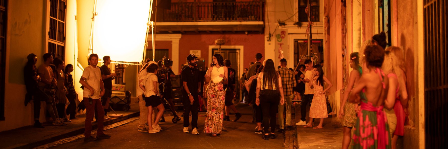 Film crew in Old San Juan.