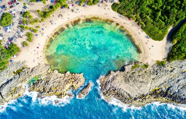 The beach known as Mar Chiquita in Manati is famous for its shape.