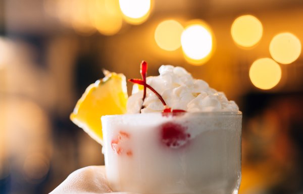 Piña colada in a glass.