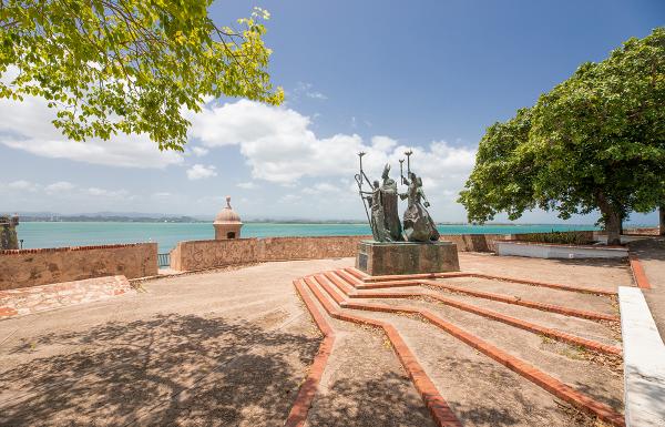 View of La Rogativa, a sculpture that commemorates a women-led religious procession that took place in 1797. 