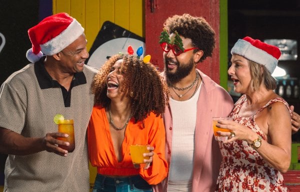 Friends smile during the holidays in Puerto Rico