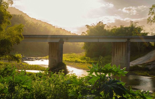 A Sunset over a bridge in Las Marias, Puerto Rico