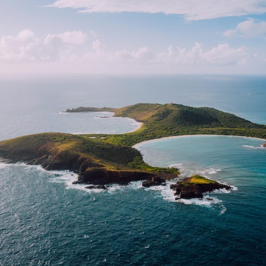 An aerial shot of the island of Culebra, off the coast of Puerto Rico.