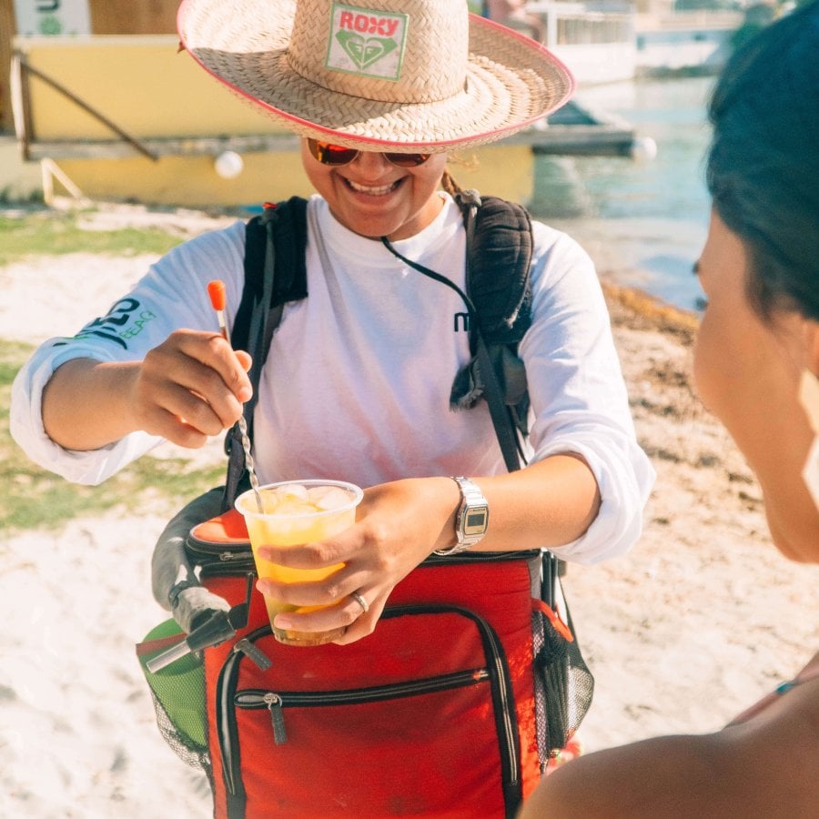 Man making a mojito on the beach at Mojito Beach Bar in Guanica. 