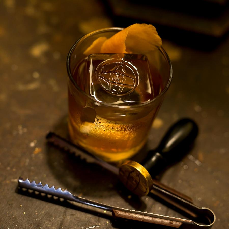 A spiced Old Fashioned cocktail at La Factoria in San Juan. 