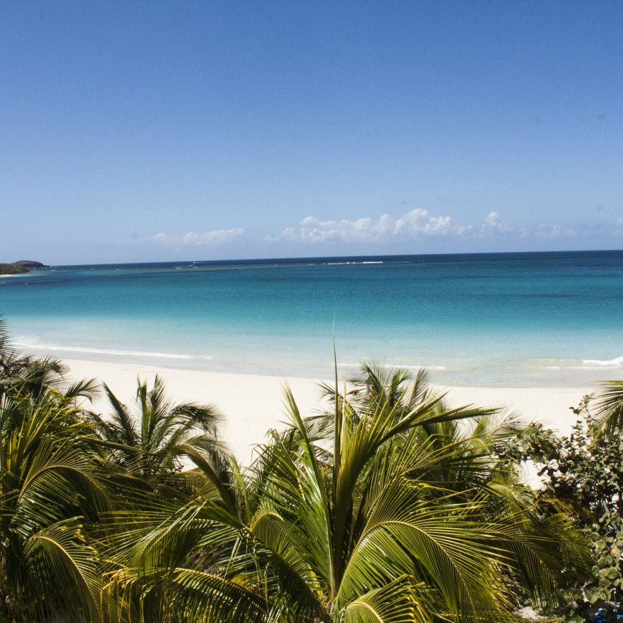 White sand and clear water at Flamenco Beach on the island of Culebra.