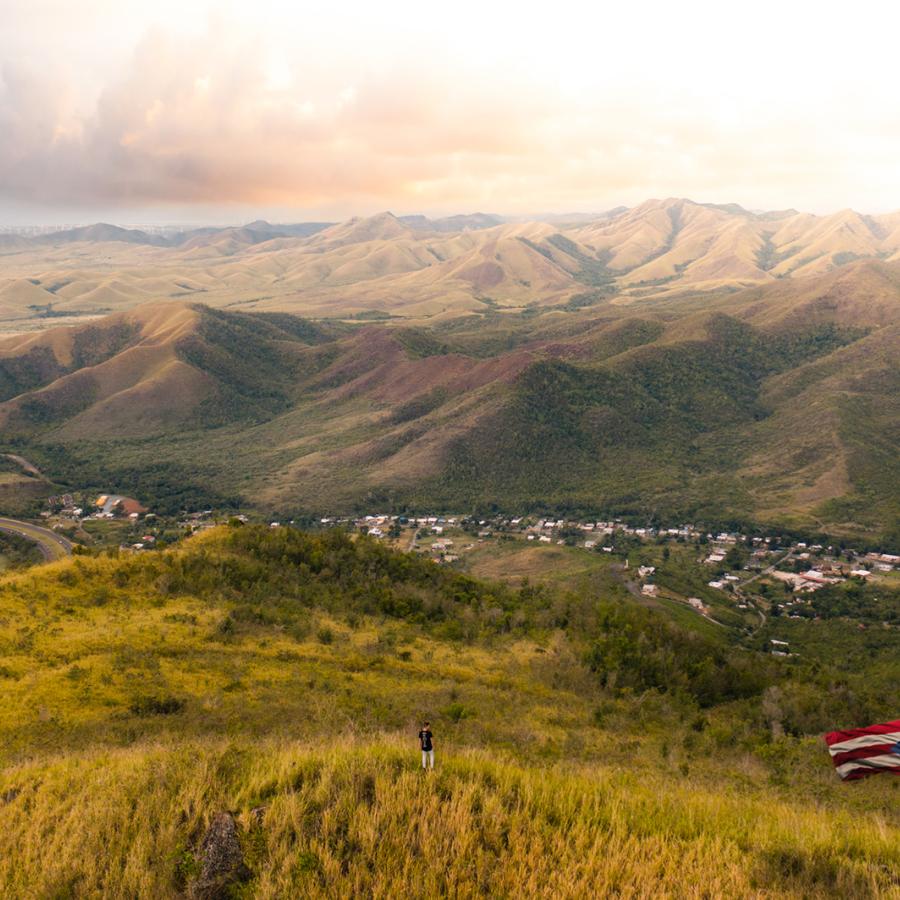 Stunning panoramic view of Puerto Rico's Central Mountain Range.