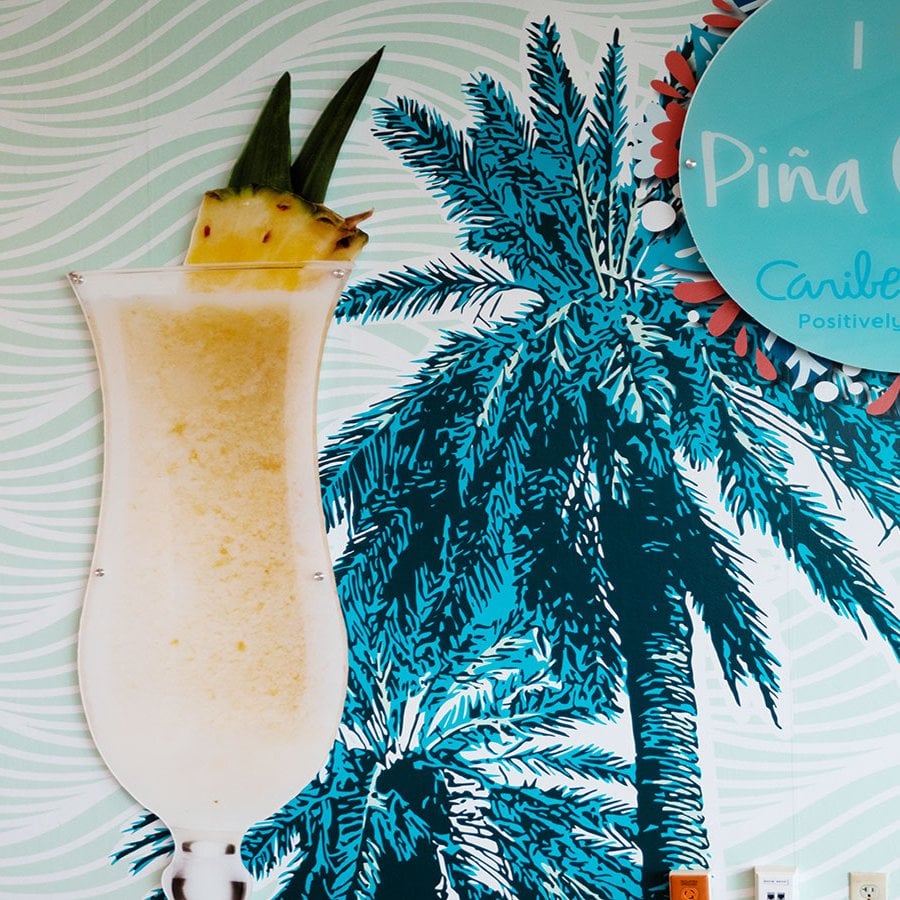 Pina Colada mural at the Caribe Hilton hotel