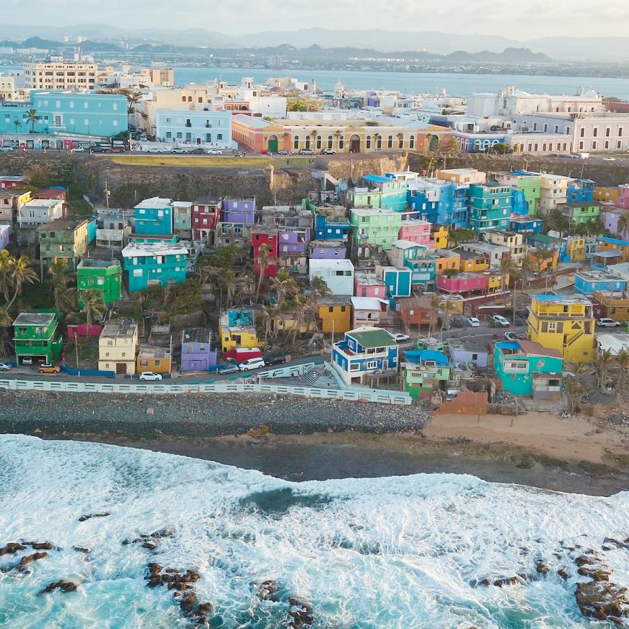 Aerial view of La Perla neighborhood in Old San Juan.