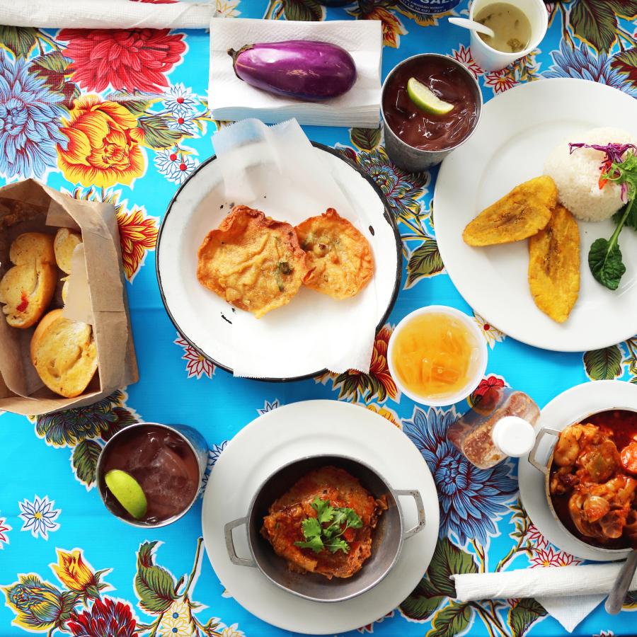 Puerto Rican dishes on a table.