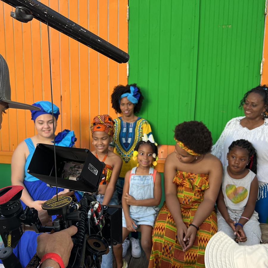 A crew films a group of boricua girls during the Live Boricua campaign shoot