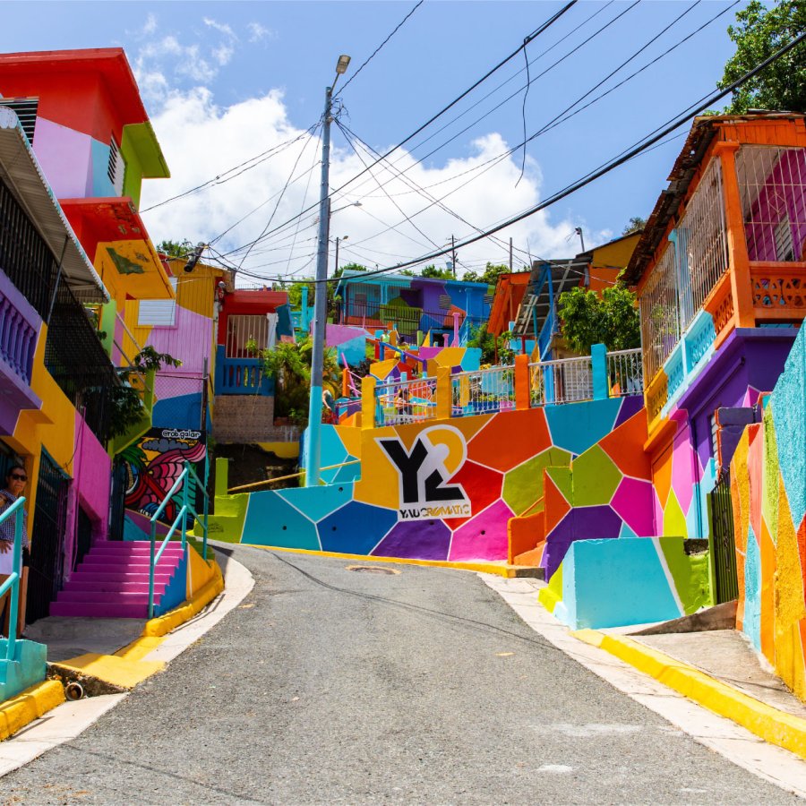 Color fills the streets at the Yaucromatic Art Gallery in Yauco, Puerto Rico