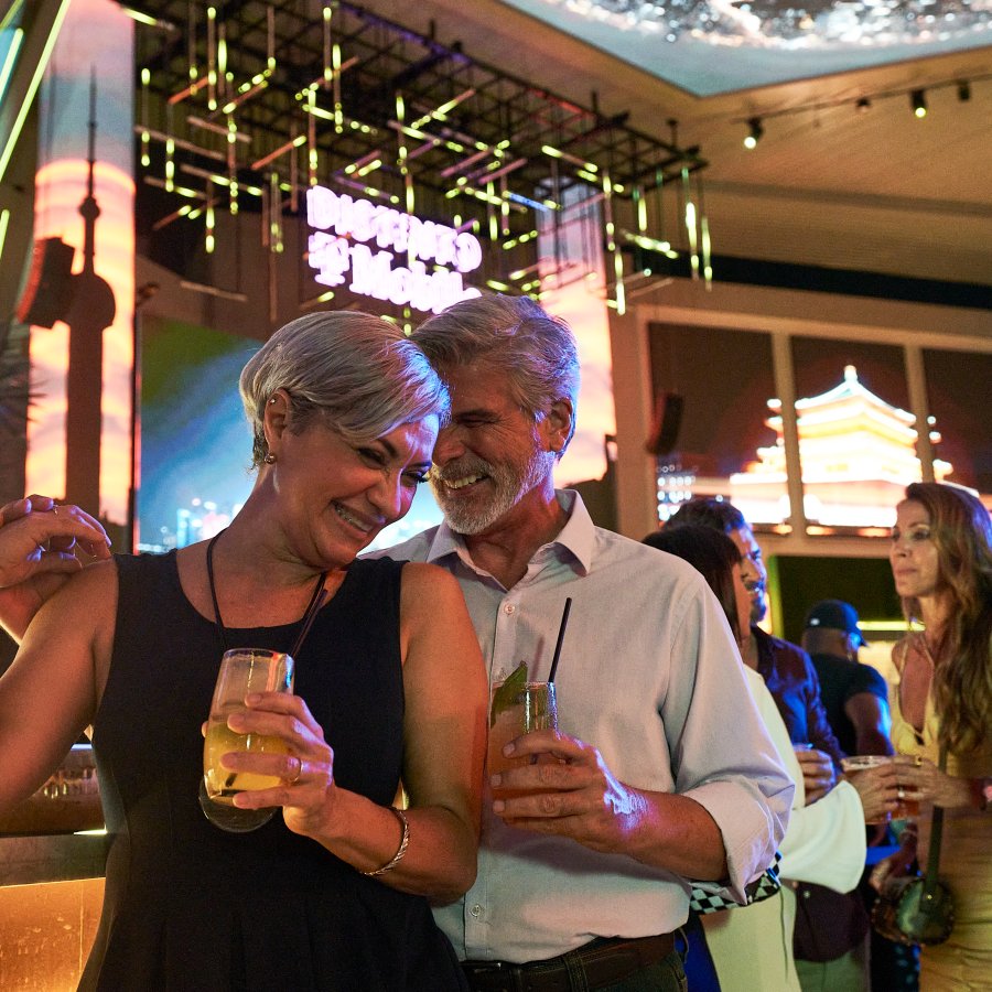 Couple having a drink and enjoying a night out.