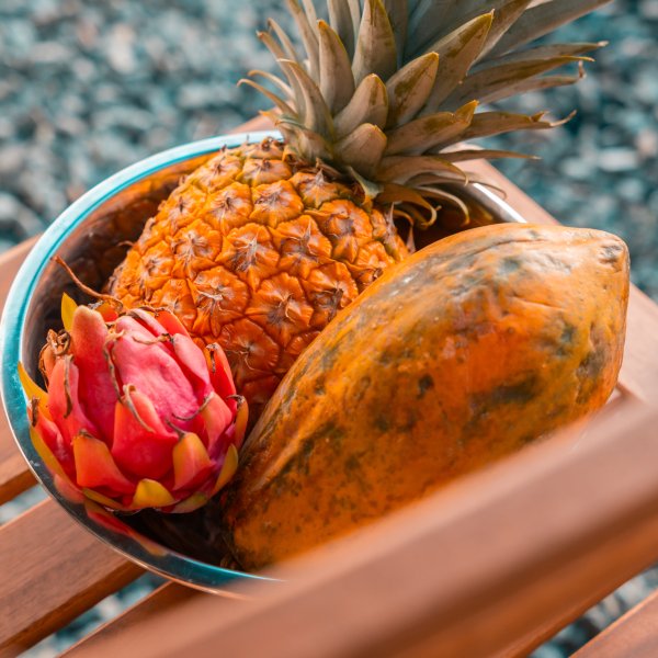 Fresh fruit in a bowl.